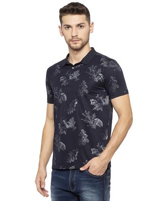 navy blue all over print t-shirt - 16201611 - Standard Image - 2