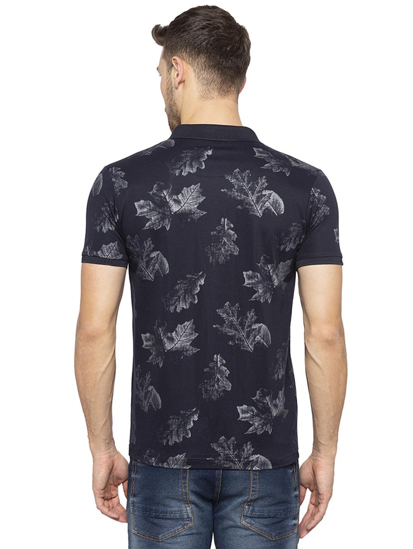 navy blue all over print t-shirt - 16201611 - Zoom Image - 3