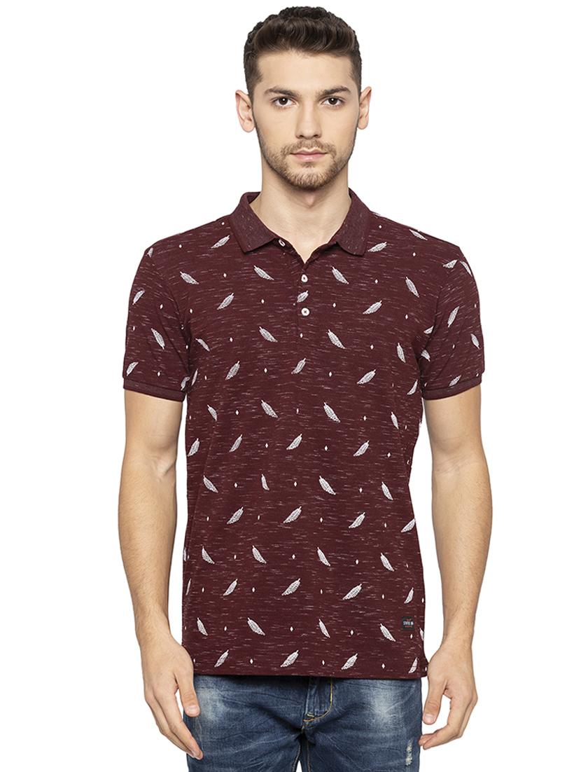 maroon all over print t-shirt - 16201618 - Zoom Image - 1