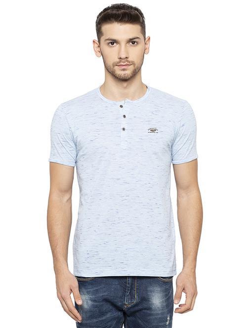 blue henley neck t-shirt - 16201622 - Standard Image - 1
