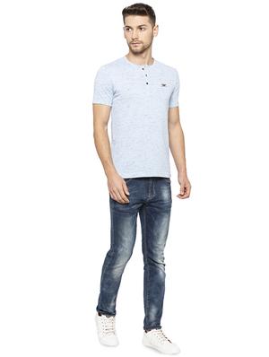 blue henley neck t-shirt - 16201622 - Standard Image - 4