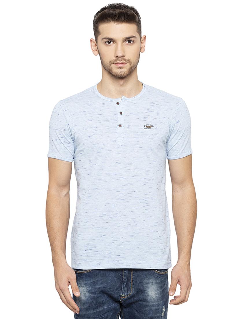 blue henley neck t-shirt - 16201622 - Zoom Image - 1