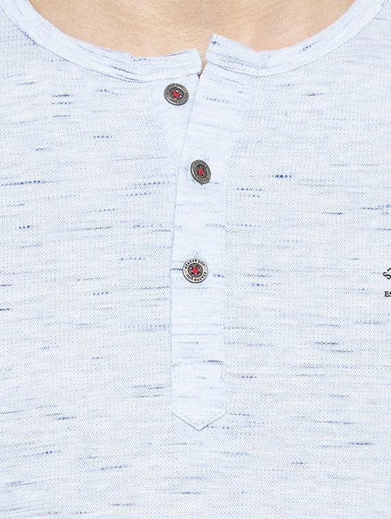 blue henley neck t-shirt - 16201622 - Zoom Image - 5