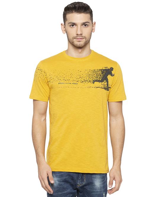 yellow chest print t-shirt - 16201627 - Standard Image - 1