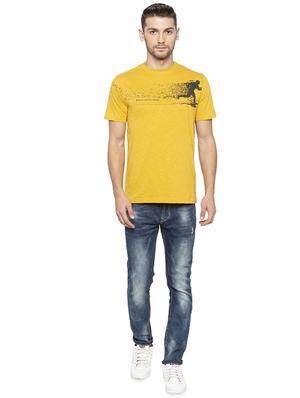 yellow chest print t-shirt - 16201627 - Standard Image - 4