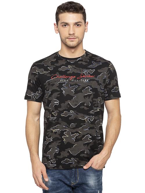 black camouflage all over print t-shirt - 16201630 - Standard Image - 1