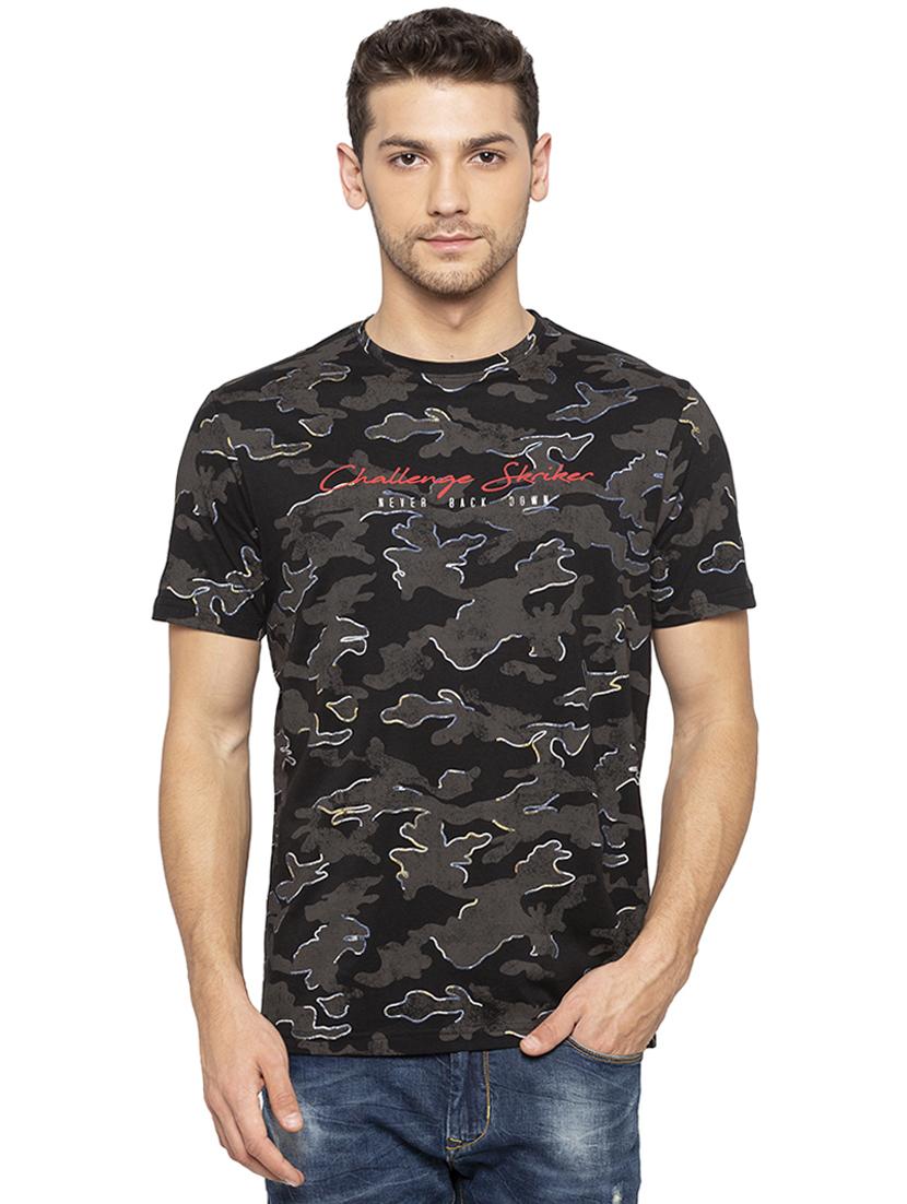 black camouflage all over print t-shirt - 16201630 - Zoom Image - 1