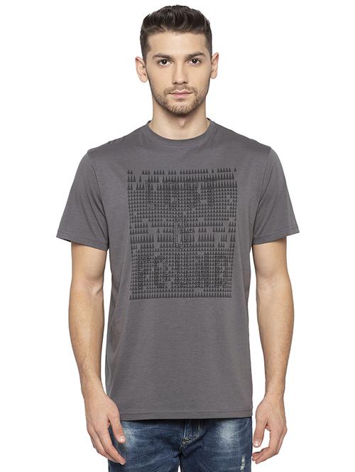 grey geometric chest print t-shirt - 16201633 - Standard Image - 1