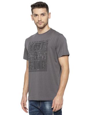 grey geometric chest print t-shirt - 16201633 - Standard Image - 2