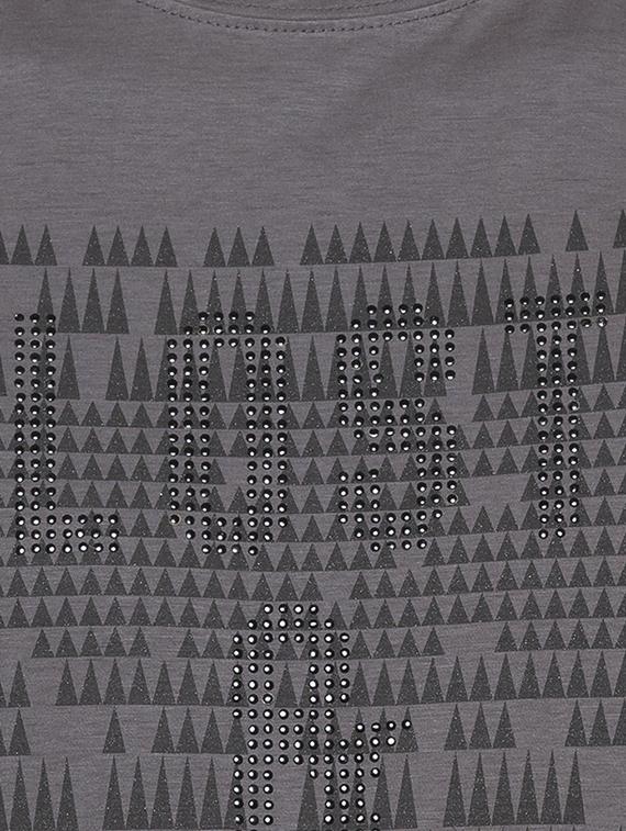 grey geometric chest print t-shirt - 16201633 - Zoom Image - 5