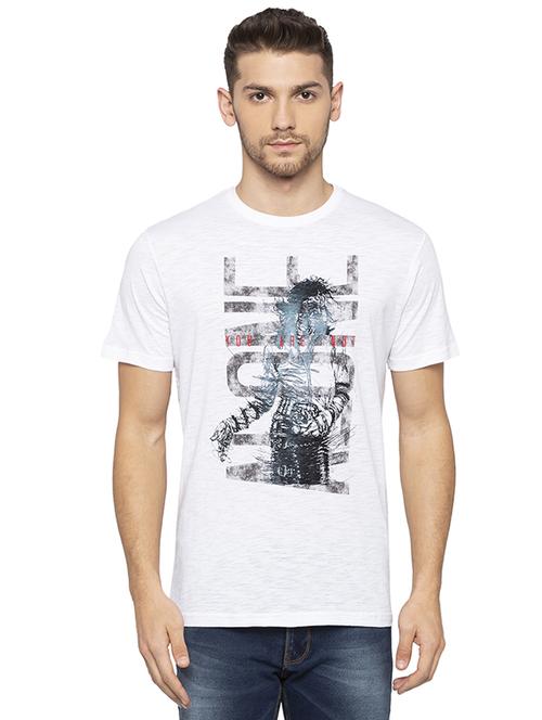 white chest print t-shirt - 16201634 - Standard Image - 1