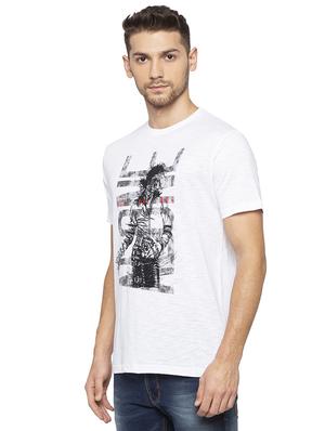 white chest print t-shirt - 16201634 - Standard Image - 2
