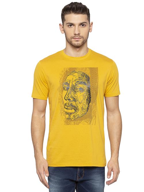yellow chest print t-shirt - 16201635 - Standard Image - 1