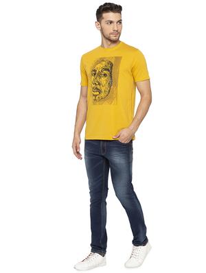 yellow chest print t-shirt - 16201635 - Standard Image - 4