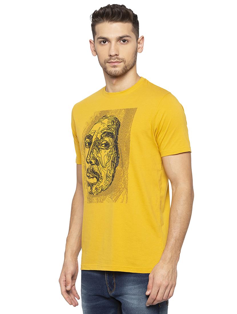 yellow chest print t-shirt - 16201635 - Zoom Image - 2