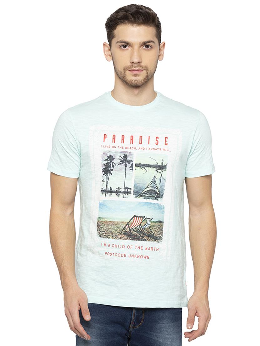 green chest print t-shirt - 16201636 - Zoom Image - 1