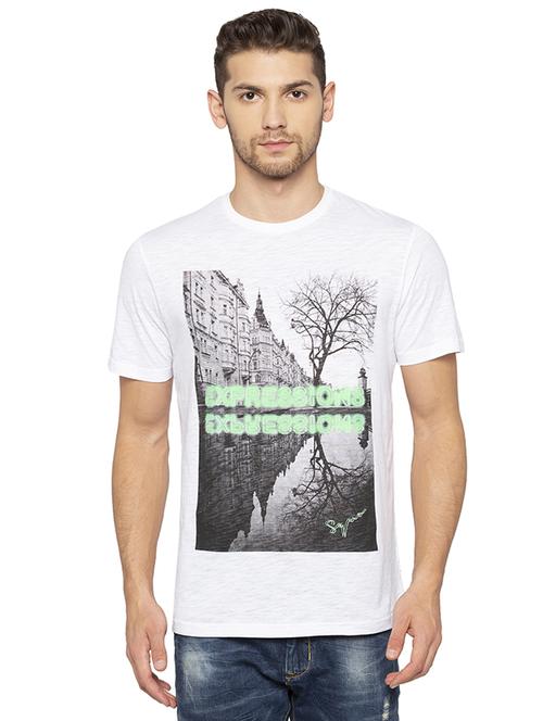 white front print t-shirt - 16201638 - Standard Image - 1