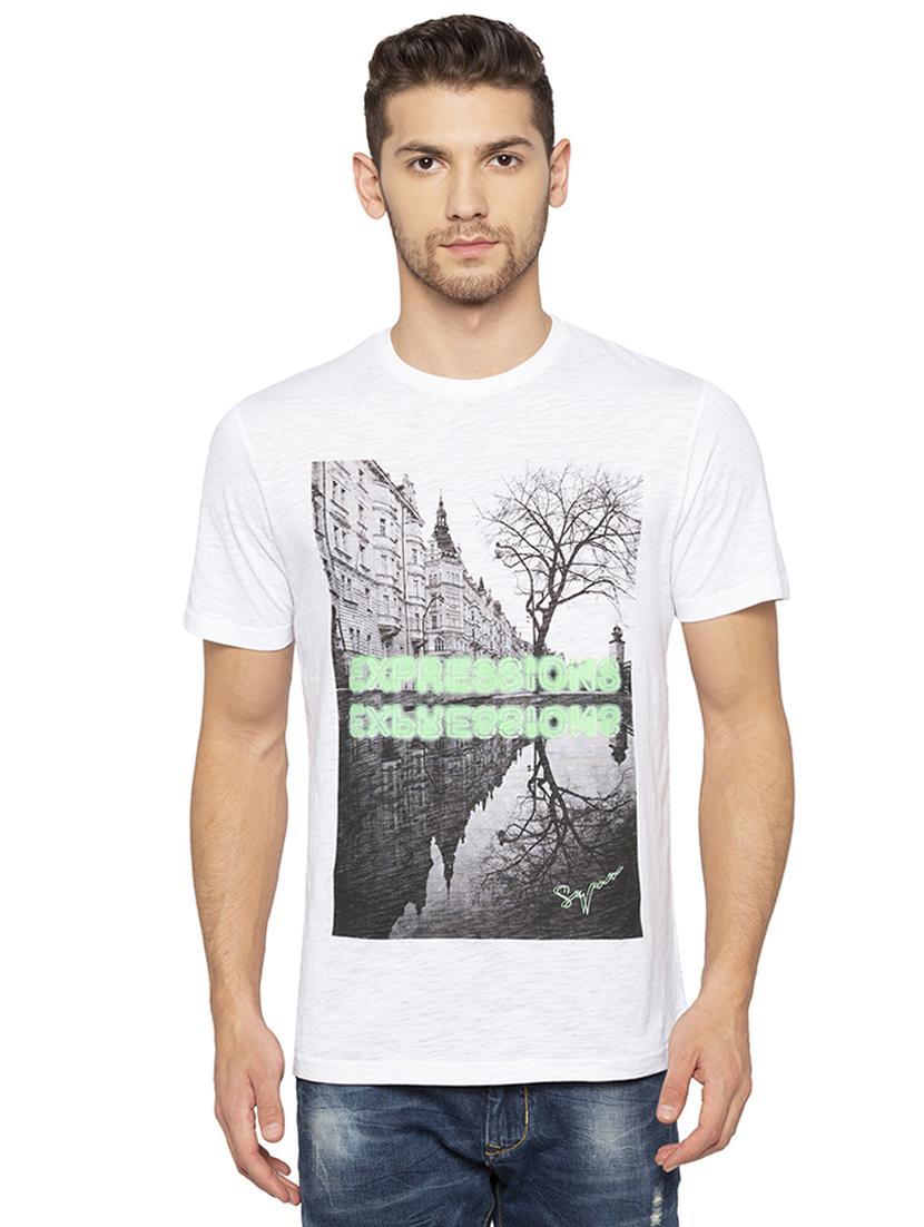 white front print t-shirt - 16201638 - Zoom Image - 1