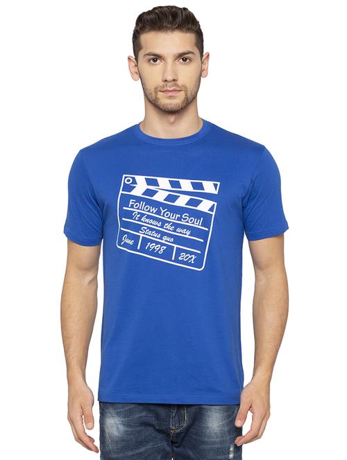 blue typographic chest print t-shirt - 16201645 - Standard Image - 1