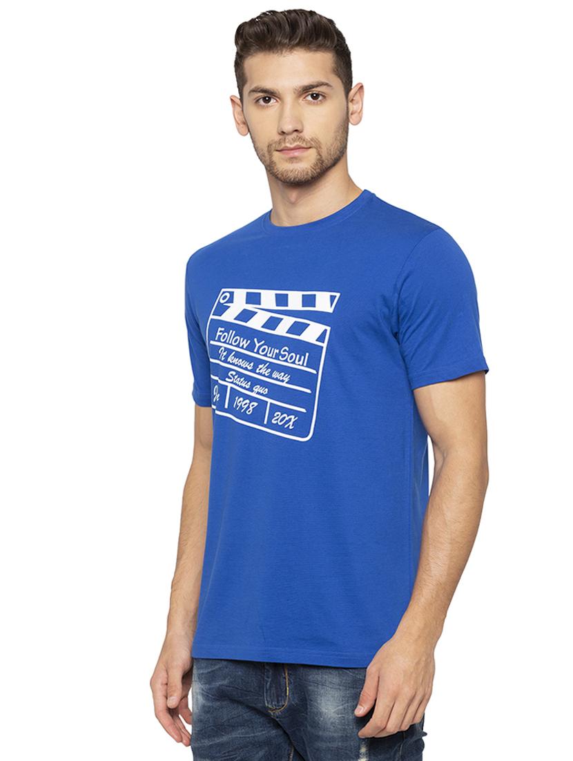 blue typographic chest print t-shirt - 16201645 - Zoom Image - 2