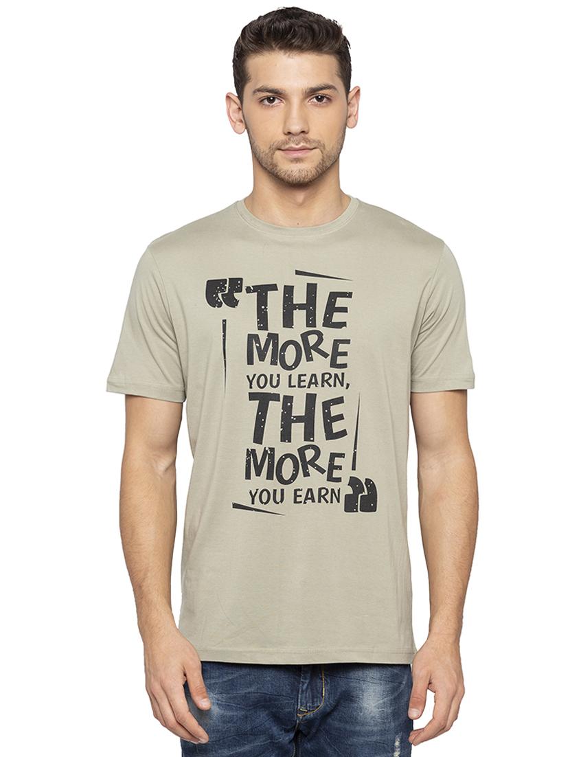 grey typographic chest print t-shirt - 16201646 - Zoom Image - 1