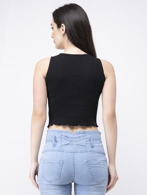 contrast front crop top - 16202073 - Standard Image - 3