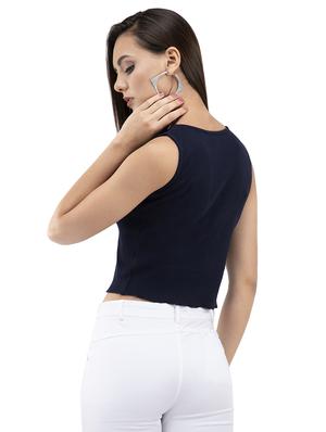 contrast front crop top - 16202074 - Standard Image - 3
