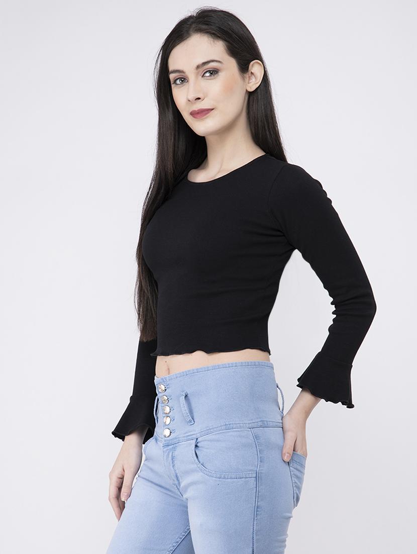 flute sleeved crop top - 16202615 - Zoom Image - 2