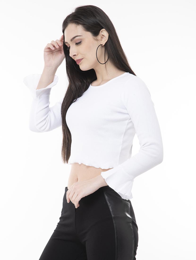 flute sleeved crop top - 16202628 - Zoom Image - 2