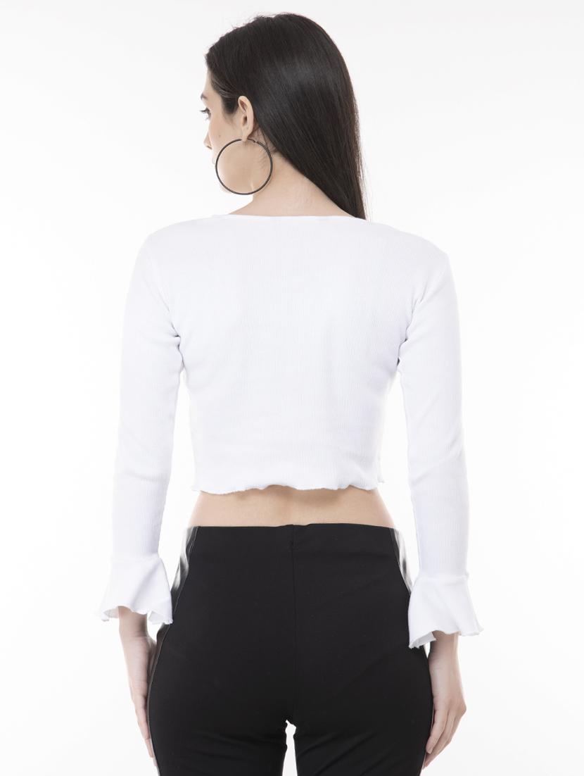 flute sleeved crop top - 16202628 - Zoom Image - 3