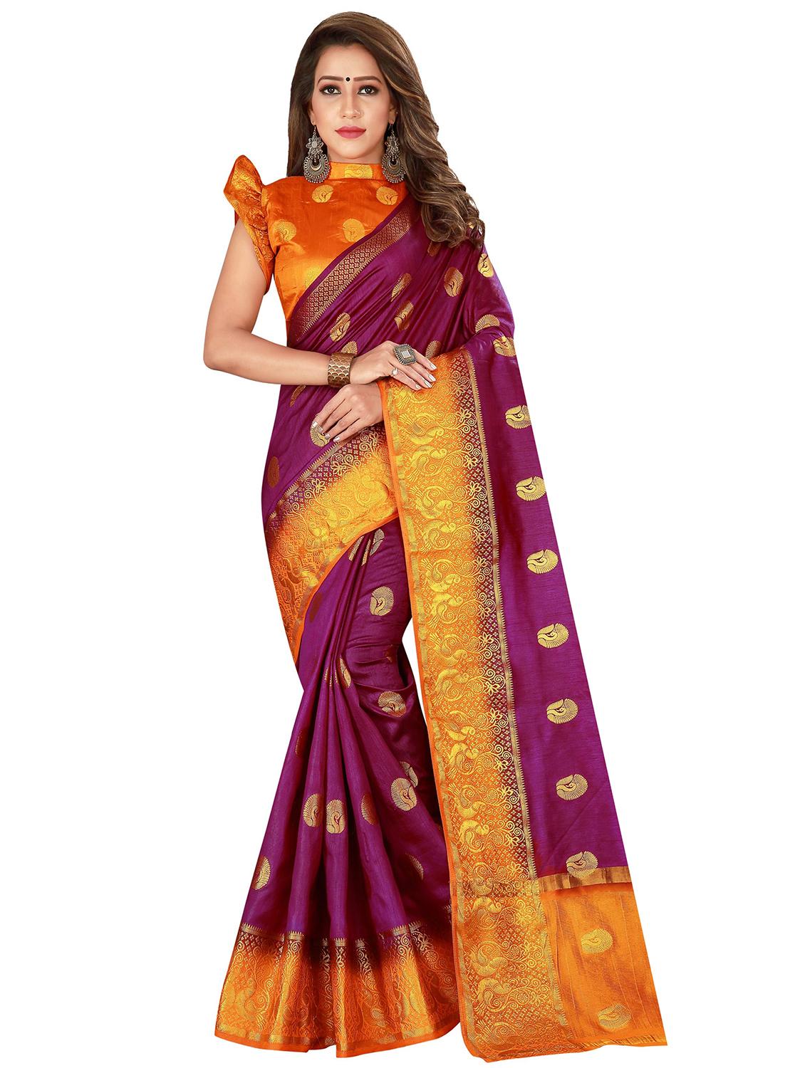 conversational zari motif woven saree with blouse - 16202705 - Zoom Image - 1
