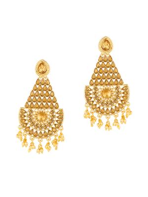 gold brass drop earring - 16203099 - Standard Image - 2