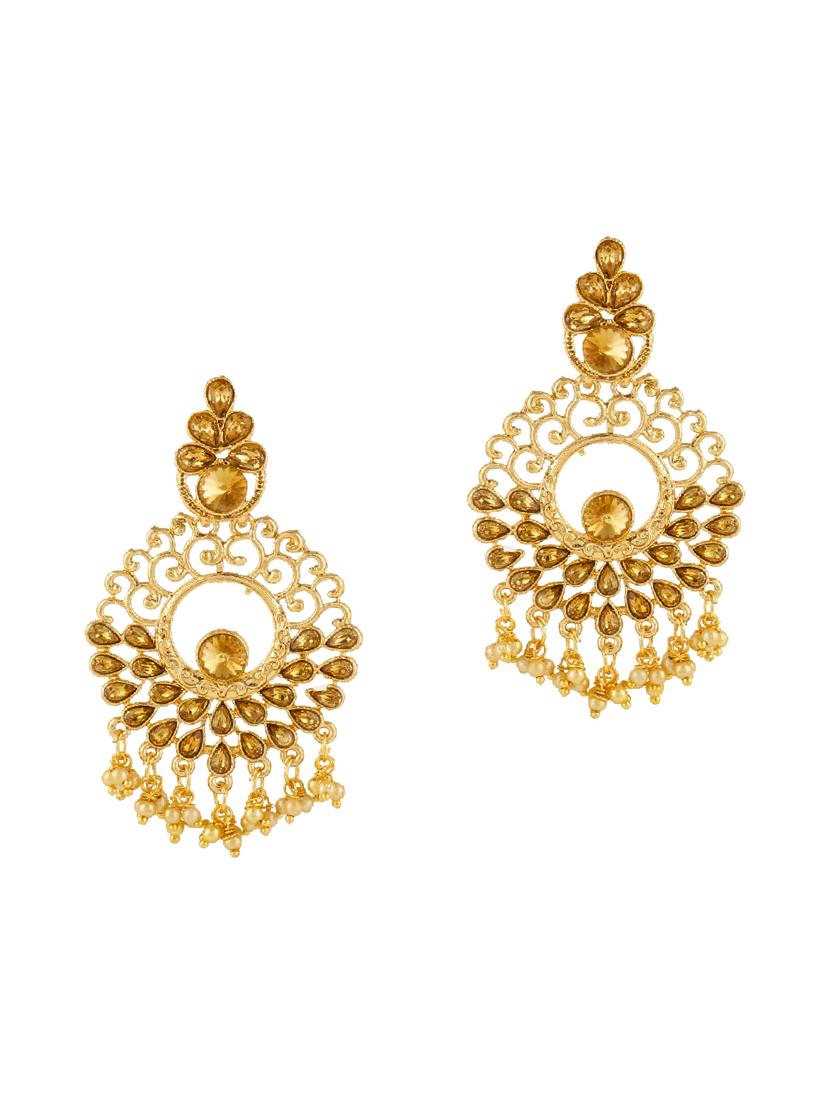 gold brass drop earring - 16203103 - Zoom Image - 2