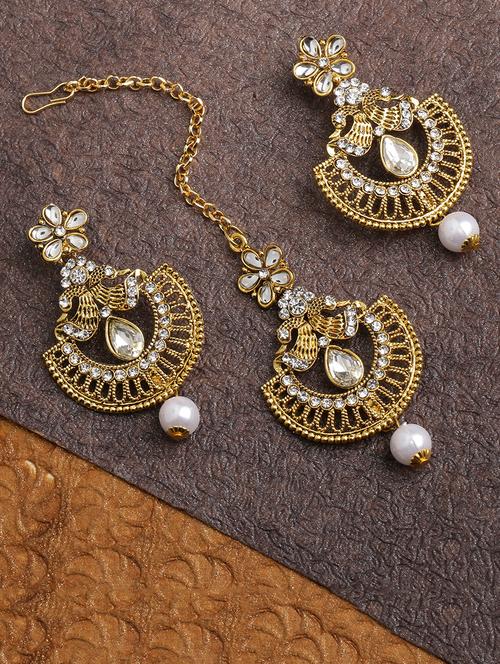 gold brass maang teeka - 16203108 - Standard Image - 1