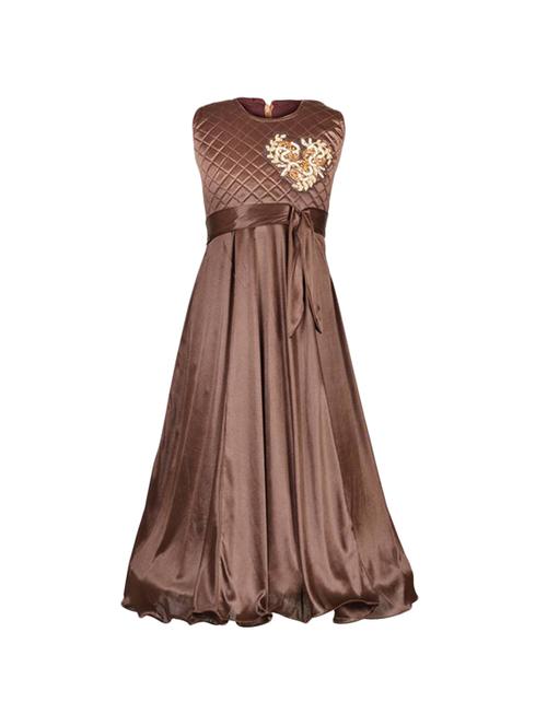 brown satin gown - 16203342 - Standard Image - 1