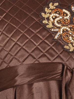 brown satin gown - 16203342 - Standard Image - 4