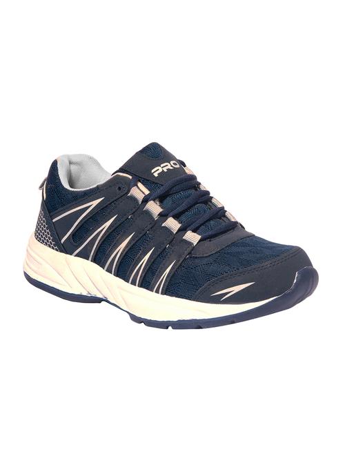 navy blue mesh lace up sport shoes - 16203689 - Standard Image - 1