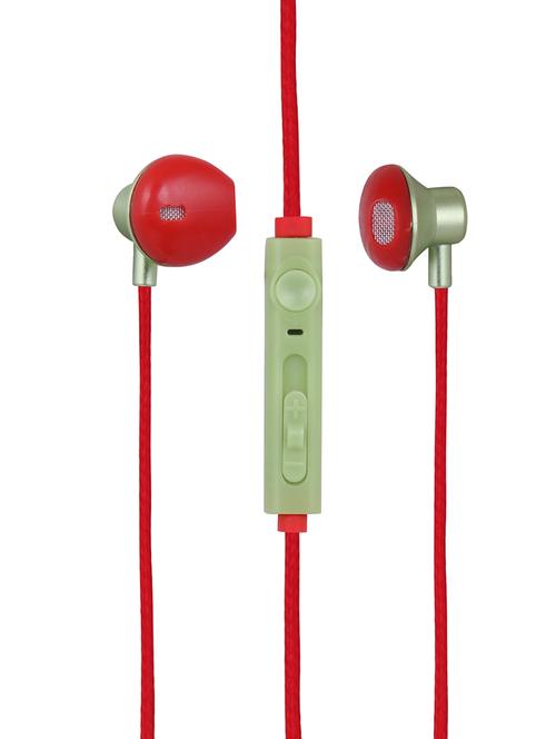 red plastic in ear phones - 16208037 - Standard Image - 1