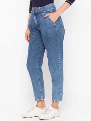 high rise pleat detail jeans - 16208055 - Standard Image - 2