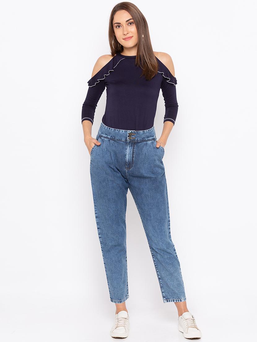 high rise pleat detail jeans - 16208055 - Zoom Image - 4