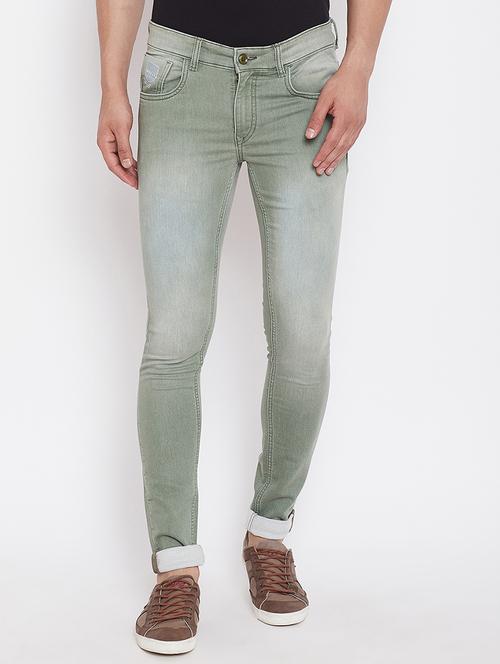 green denim heavy washed jeans - 16208082 - Standard Image - 1