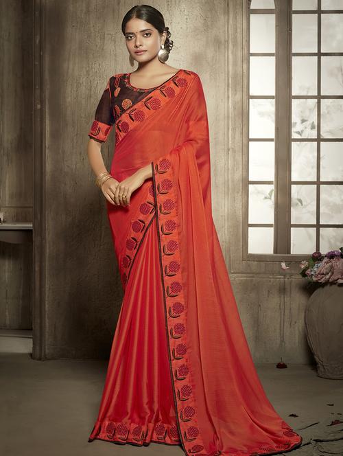 embroidered bordered mysore silk saree with blouse - 16208097 - Standard Image - 1