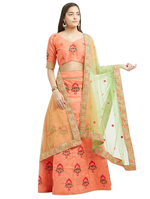 embroidered a-line lehenga - 16208148 - Standard Image - 1