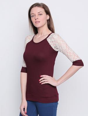 contrast laced raglan sleeved top - 16208402 - Standard Image - 2