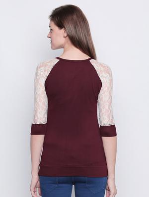 contrast laced raglan sleeved top - 16208402 - Standard Image - 3