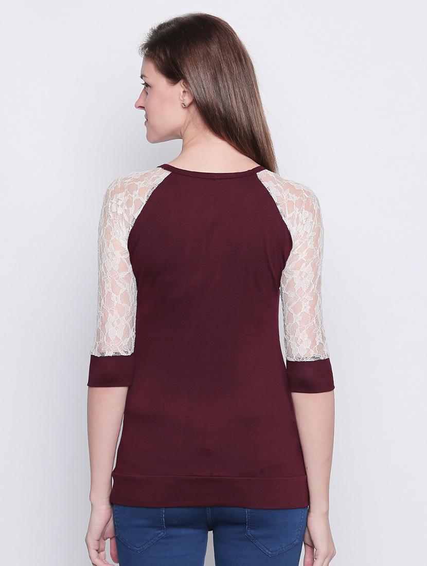 contrast laced raglan sleeved top - 16208402 - Zoom Image - 3