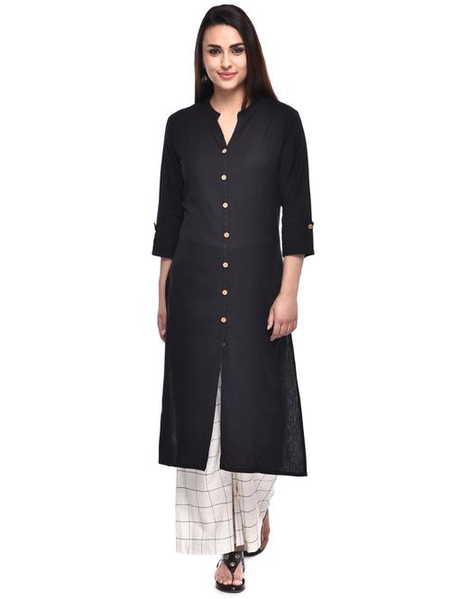 solid high slit kurta - 16208405 - Standard Image - 1