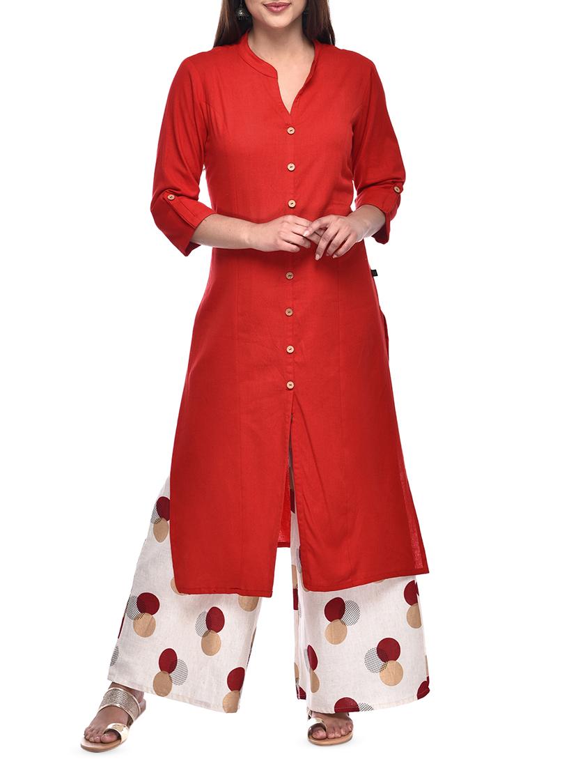 solid straight kurta - 16208407 - Zoom Image - 1