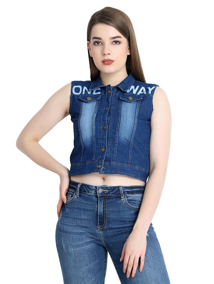 graphic print denim jacket - 16208423 - Zoom Image - 1