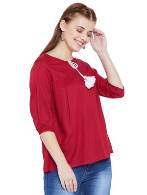 tassle tie up neck top - 16208503 - Standard Image - 2
